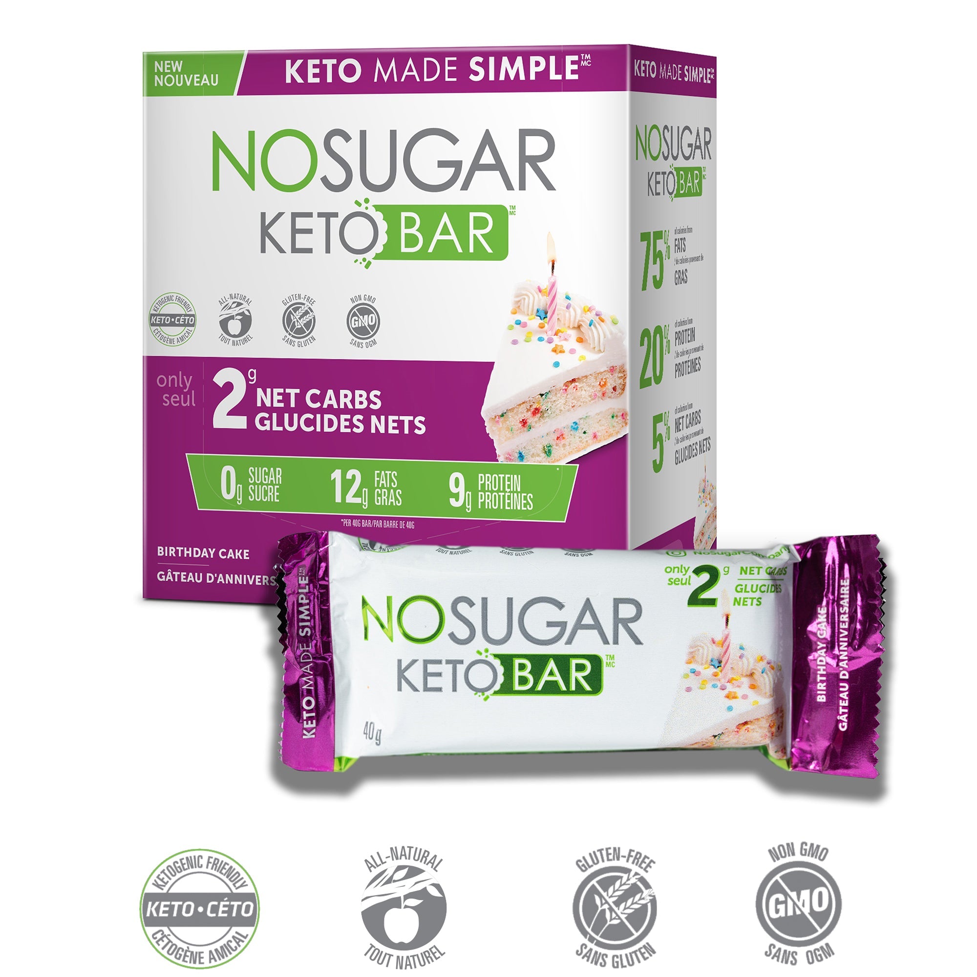 No Sugar Keto Bar - Birthday Cake (40g) - Lifestyle Markets